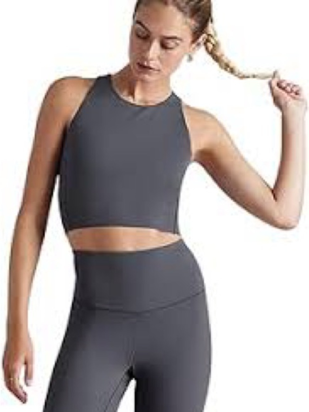 RHONE High-Neck Crop Bra - Charcoal